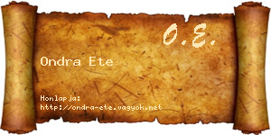 Ondra Ete névjegykártya